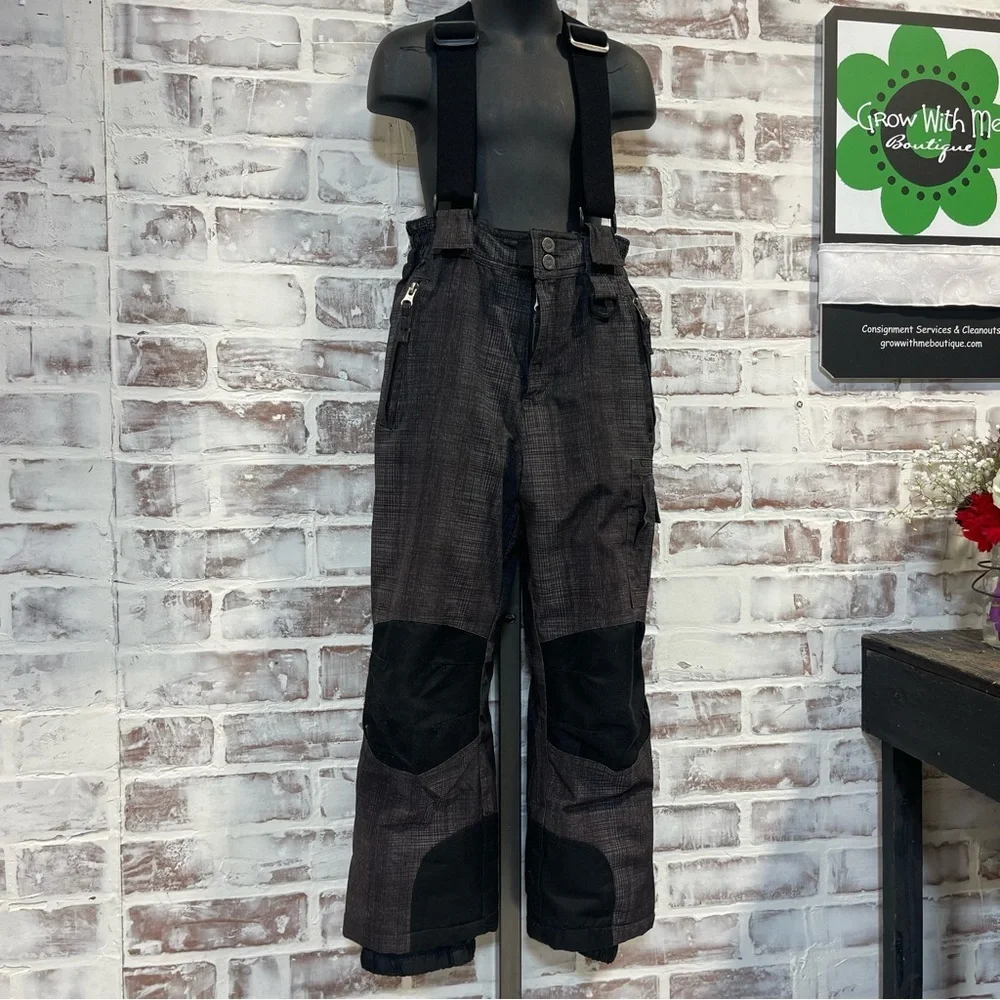 Weatherproof snow bibs  Charcoal Suspender Pants kids size 5/6